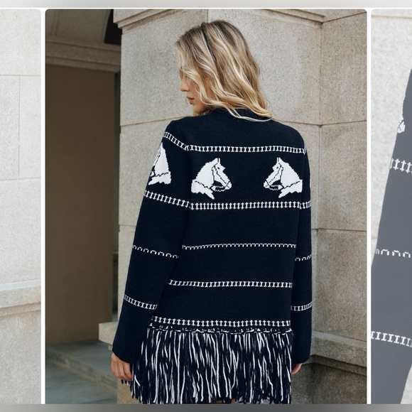 Commense Horse-Pattern Wool Blend Fridge Cardigan 🤍 - Picture 3 of 5